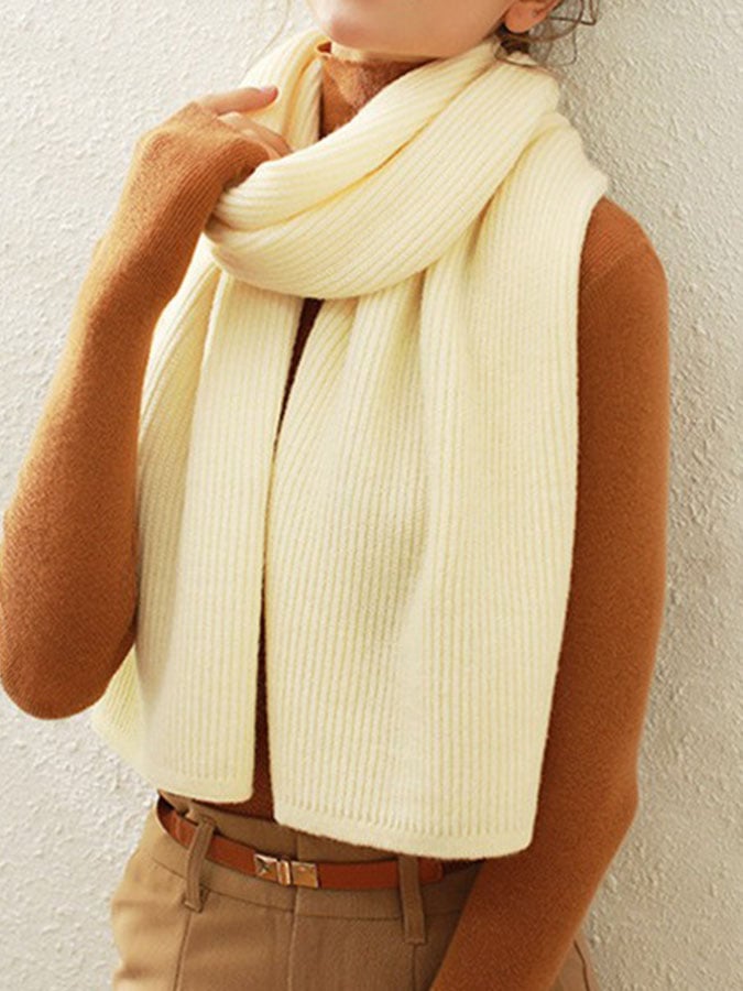 Solid Color Warm Knitted Scarf