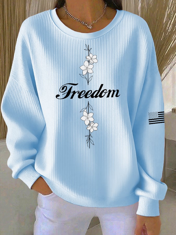 Women's Casual Freedom Faith Textured Sweatshirt