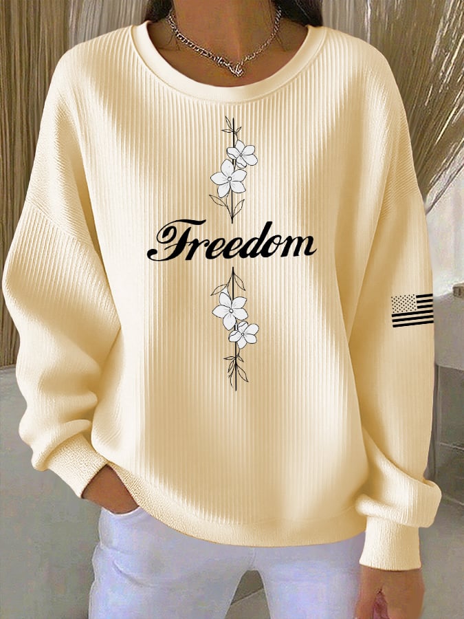 Women's Casual Freedom Faith Textured Sweatshirt