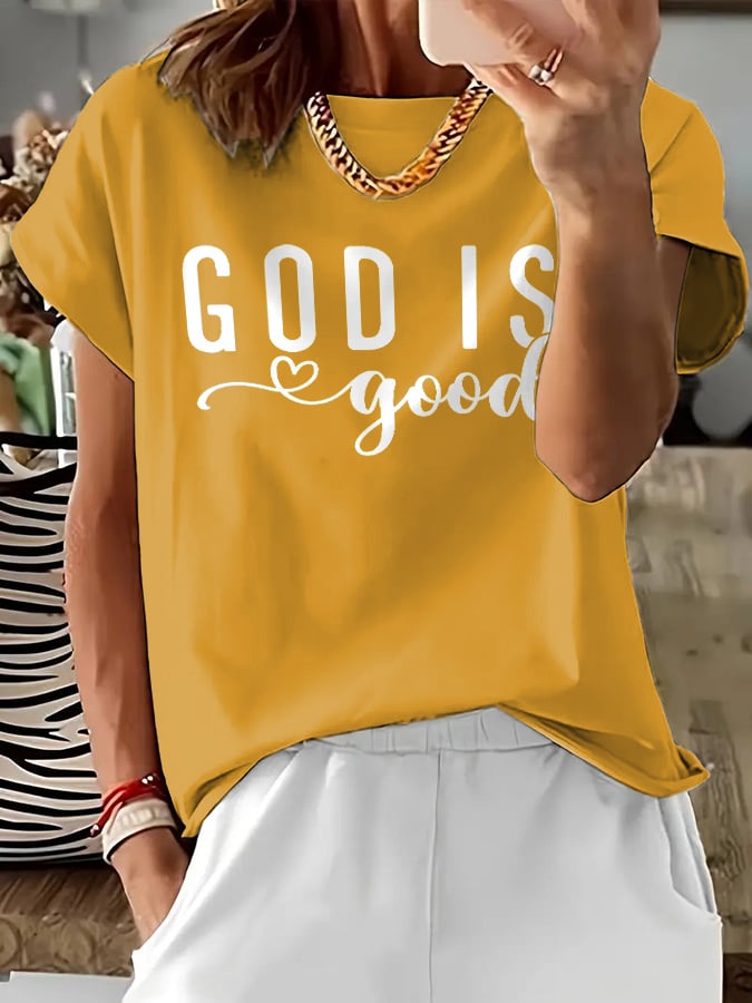 Women's Casual Retro Faith Print T-Shirt