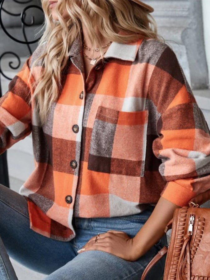 Trendy Plaid Print Loose Long Sleeve Shirt