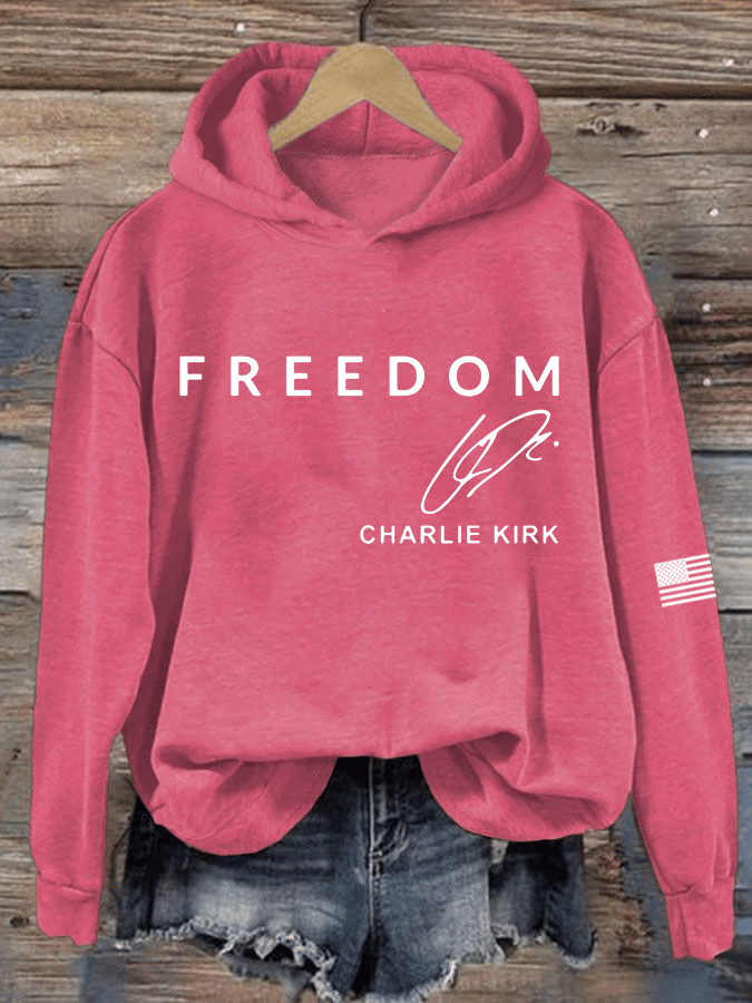 Women's Freedom Print Hooded Sweatshirt