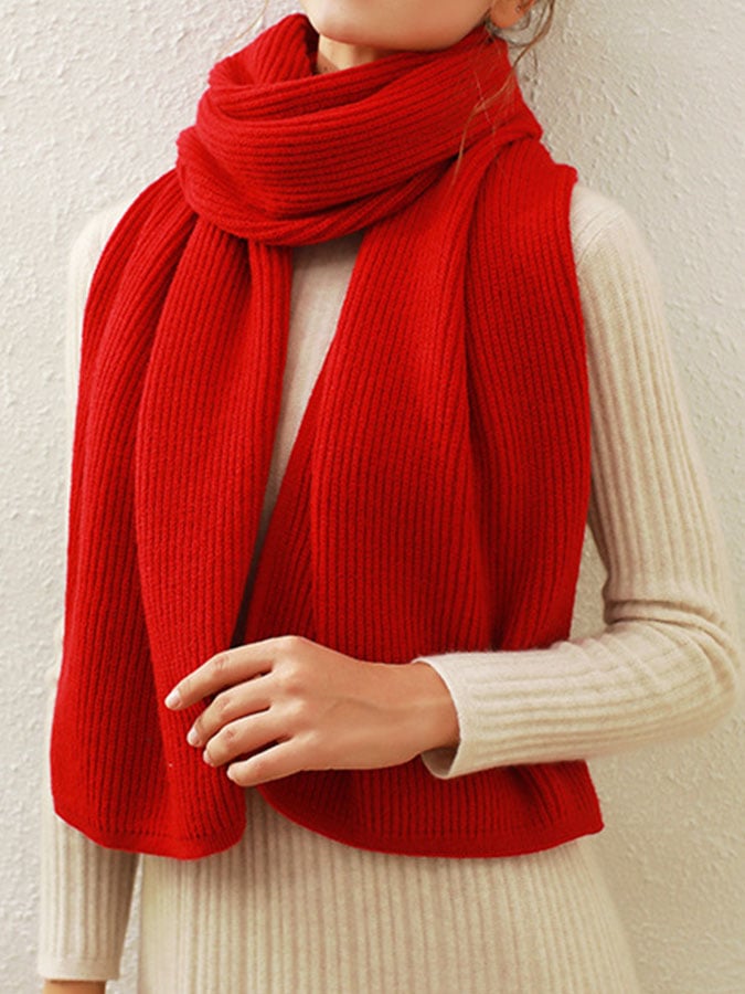 Solid Color Warm Knitted Scarf