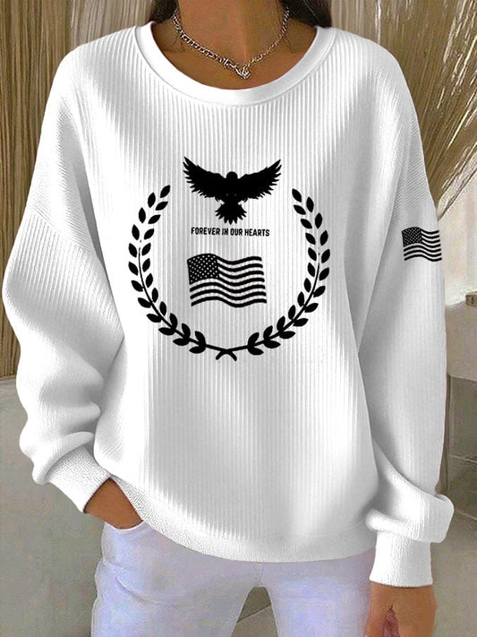 Women's Print Knit Crew Neck Long Sleeve Top