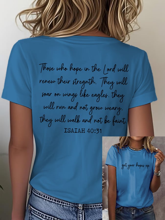 Women's Casual Christian Faith Graphic Printed Round Neck Short Sleeve T-Shirt