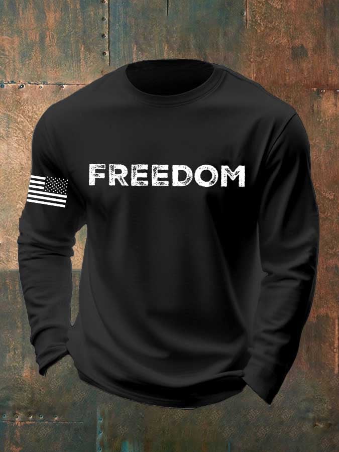 Men'S Casual Freedom Flag Print T-Shirt