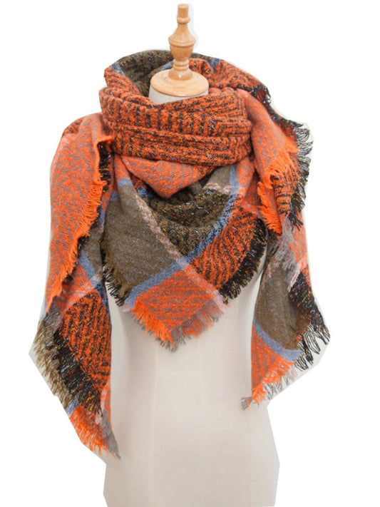 Women's Plaid Triangle Casual Scarf