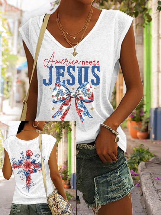 Women's America Needs Jesus Print Tank Top