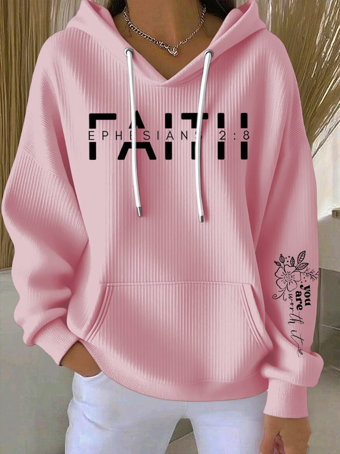 Women's Faith Print Casual Hoodie