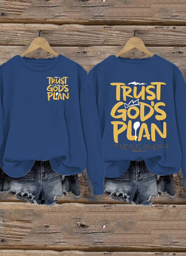 Women's Casual Believe in God's Plan Christian Print Sweatshirt