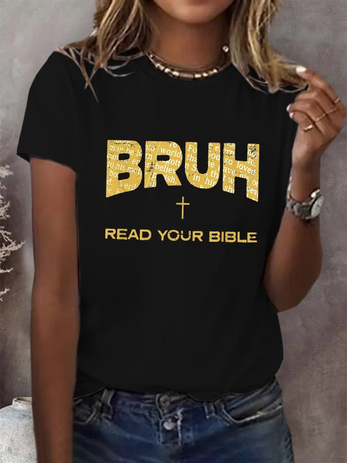 Women's Casual Christian Faith Graphic Printed Round Neck Short Sleeve T-Shirt