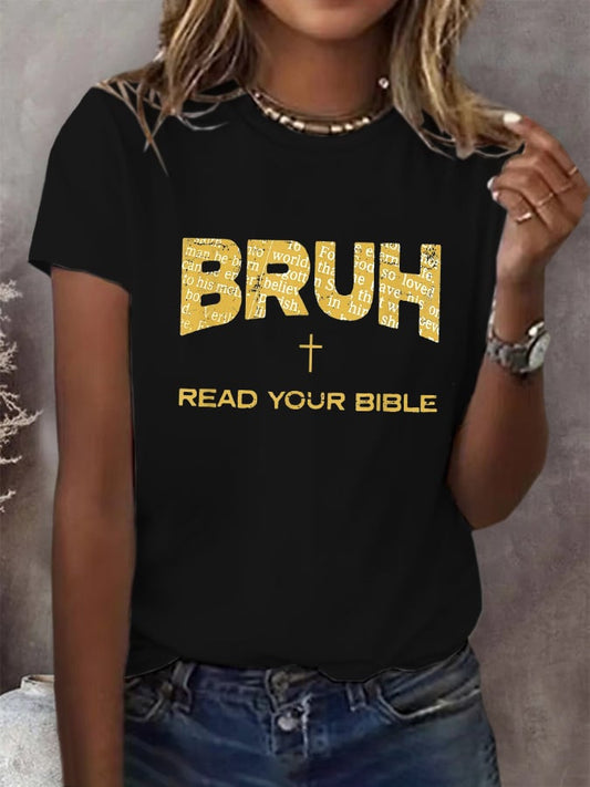 Women's Casual Christian Faith Graphic Printed Round Neck Short Sleeve T-Shirt