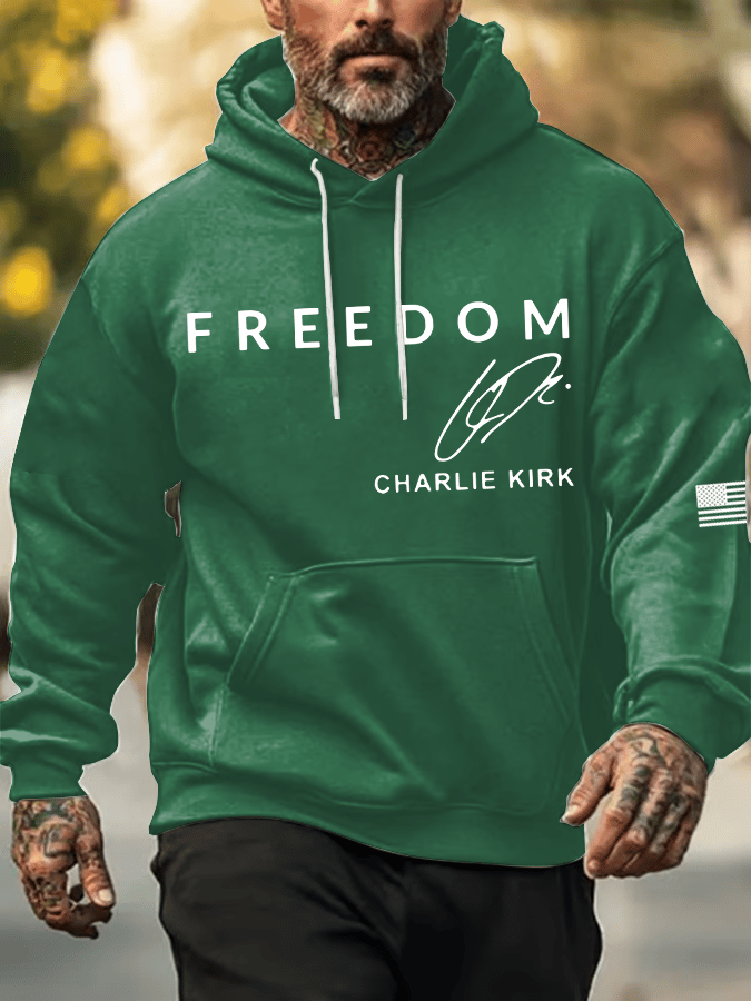 Men's Freedom Print Long Sleeve Hoodie