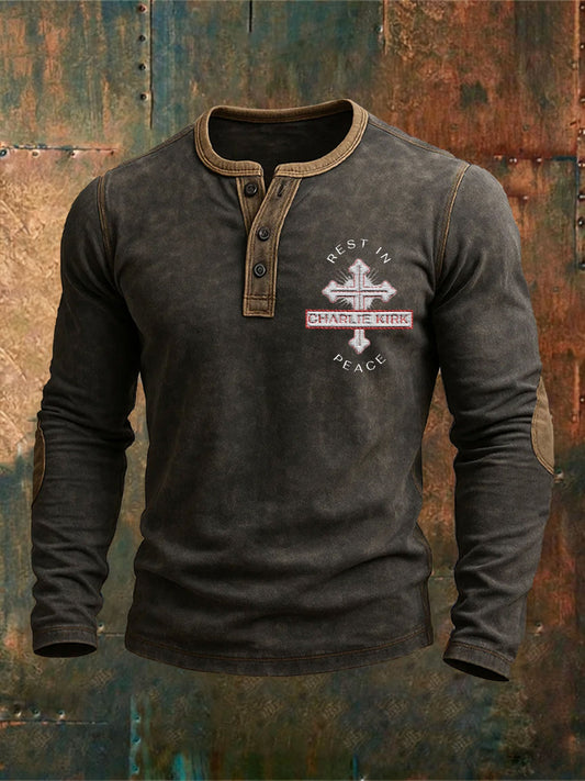 Men's Rest In Peace Printed Round Neck T-Shirt