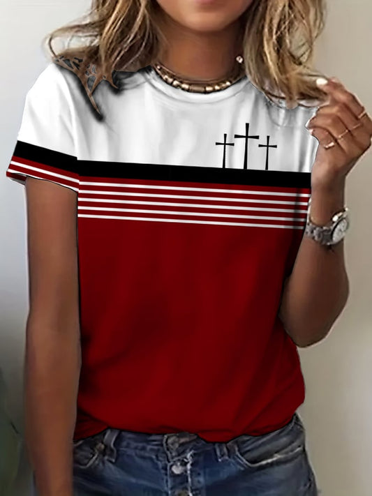 Women's Vintage Faith Print Crew Neck T-Shirt