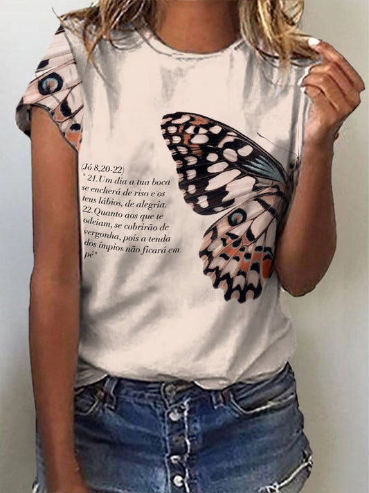 Women's Vintage Butterfly Job 8:20-22 Faith Print T-Shirt