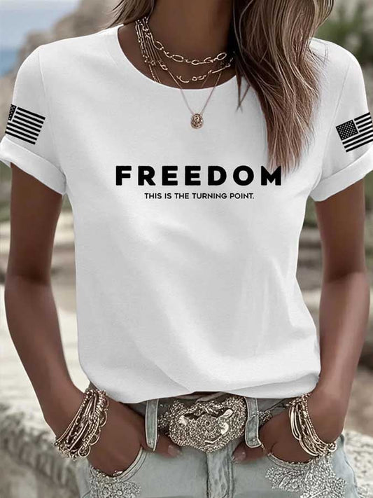 Women's Commemorative Leader FREEDOM Print Crew Neck T-Shirt