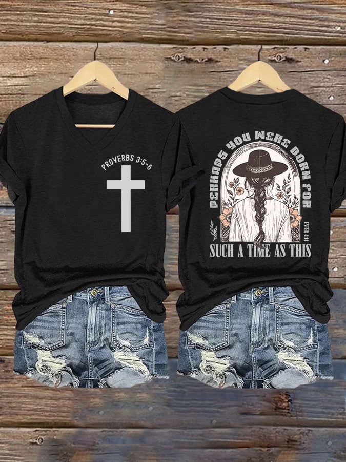 Womens Retro Western Denim Faith Print T-Shirt