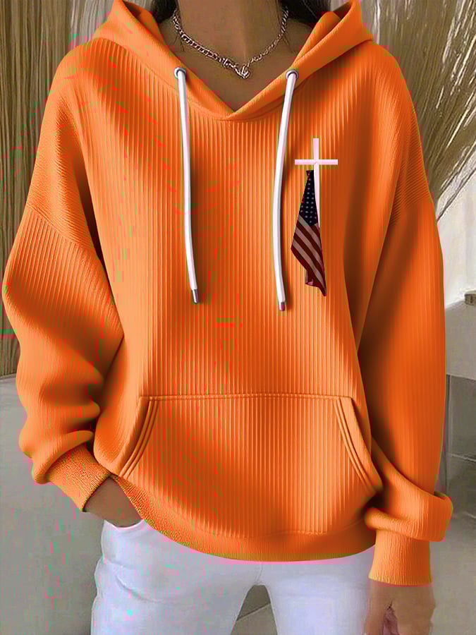 Women's Cross Flag Print Hoodie