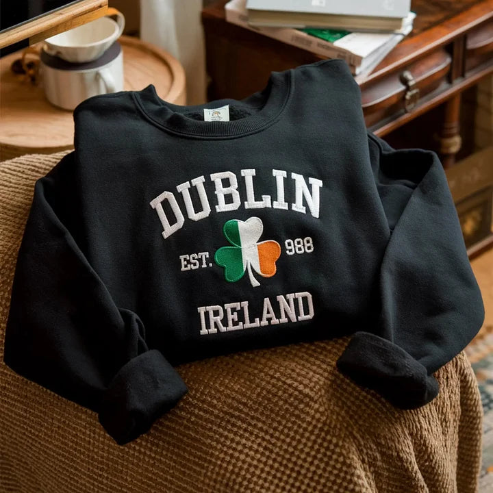 Custom Ireland City/County St Patrick's Day Embroidered Sweatshirt