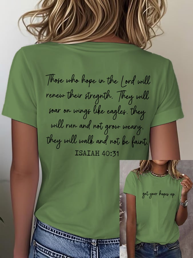 Women's Casual Christian Faith Graphic Printed Round Neck Short Sleeve T-Shirt