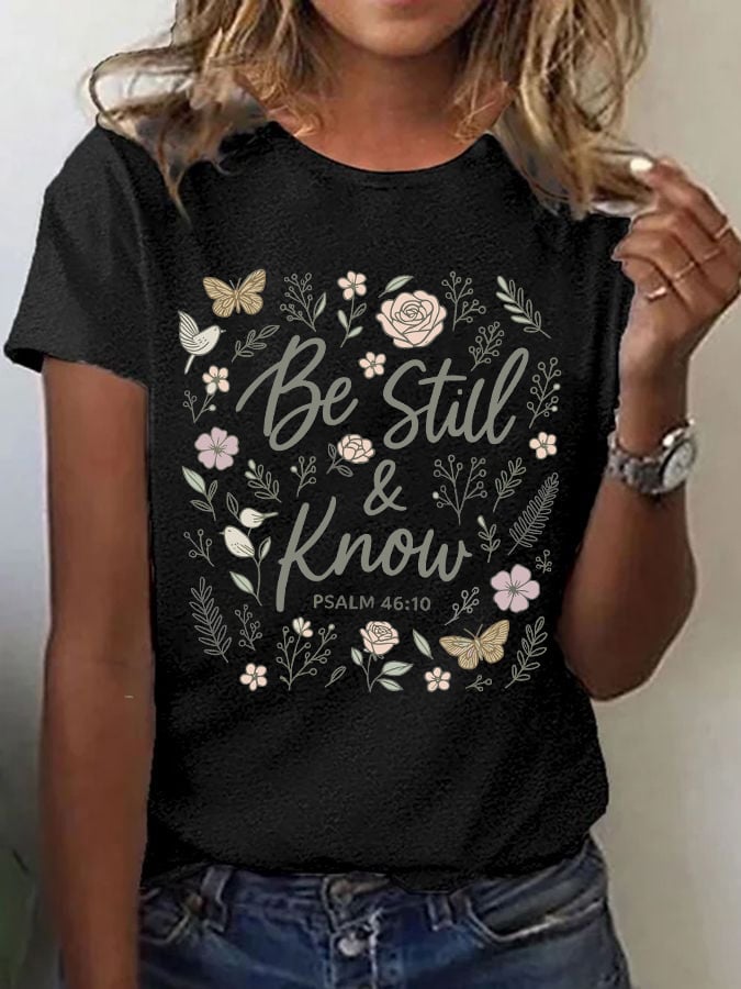 Women's Casual Christian Faith Graphic Printed Round Neck Short Sleeve T-Shirt