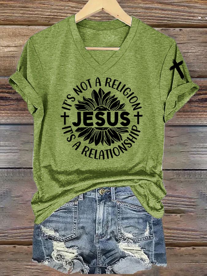 Women's Casual Retro Faith Print T-Shirt