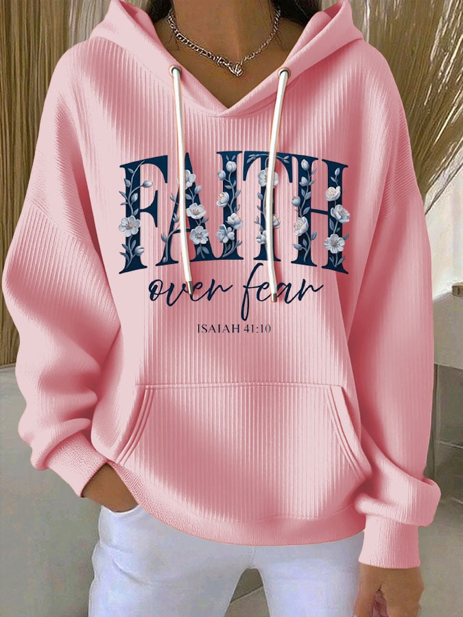 Women's Faith Print Casual Hoodie