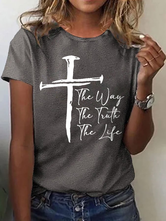 Women's Jesus The Way The Truth The Life Print Casual T-Shirt