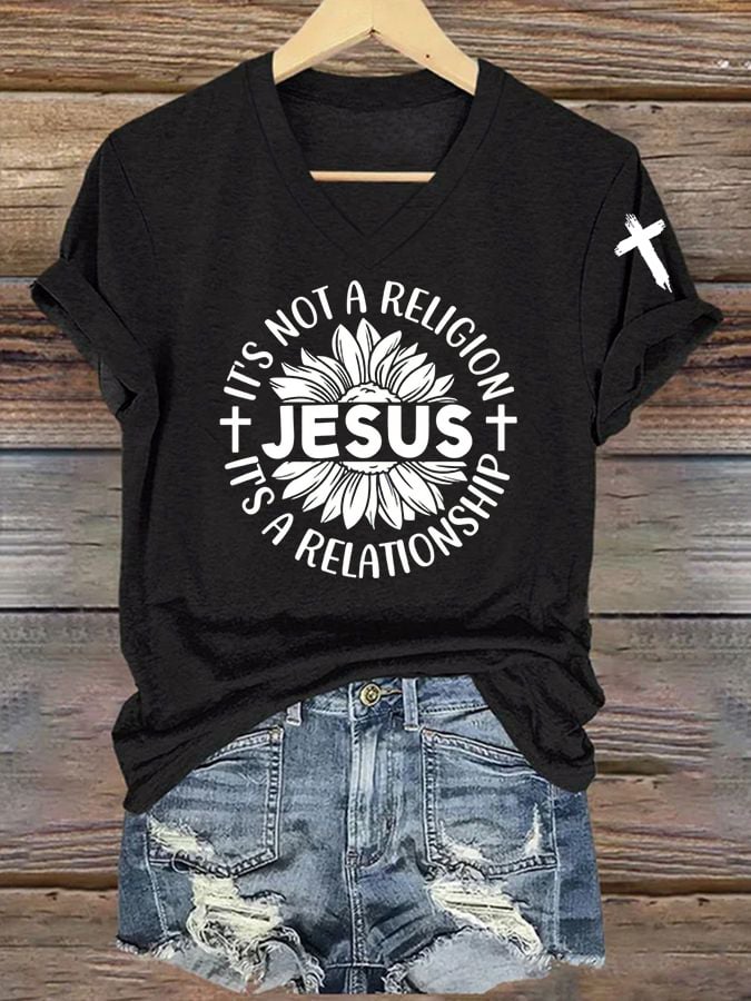 Women's Casual Retro Faith Print T-Shirt