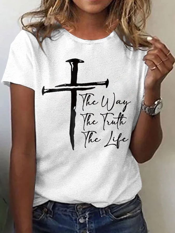 Women's Jesus The Way The Truth The Life Print Casual T-Shirt