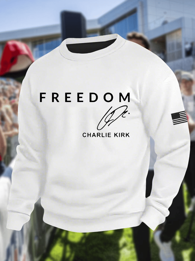 Men's Freedom Print Crew Neck Sweatshirt