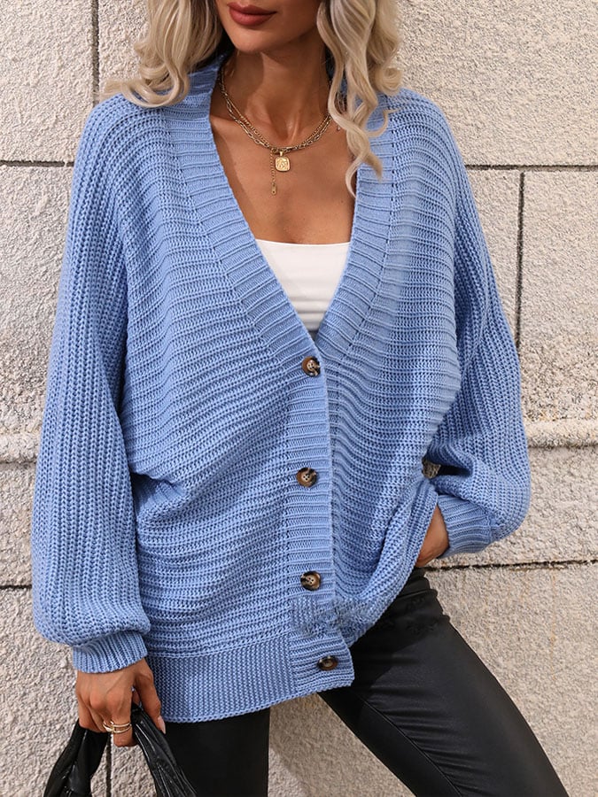 Women'S Sweater Solid Color Knitted Cardigan
