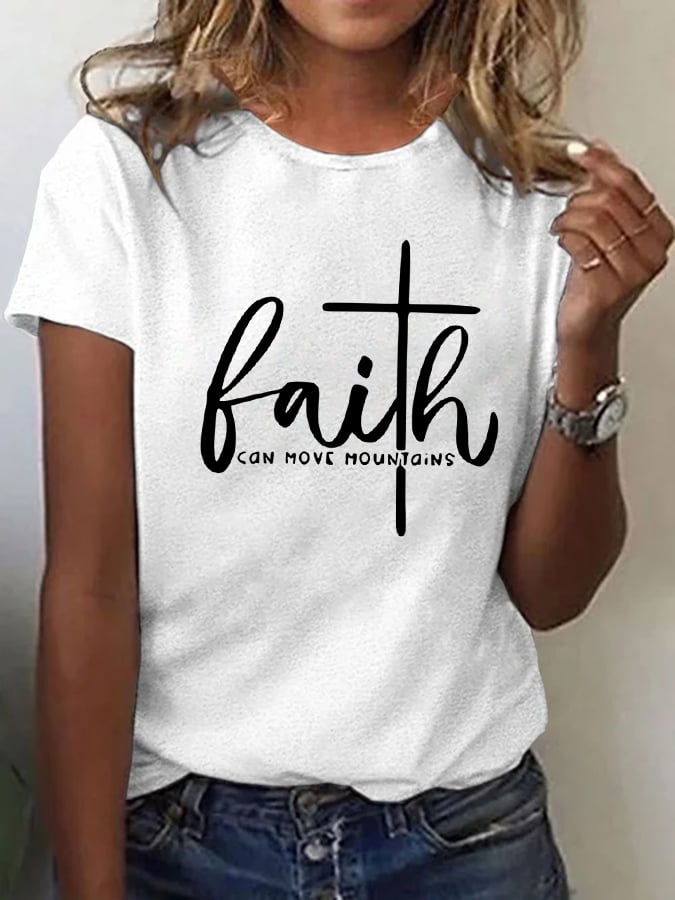 Women's Faith Can Move Mountains Print T-Shirt