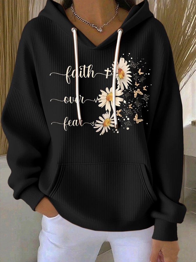 Women's Faith Print Casual Hoodie