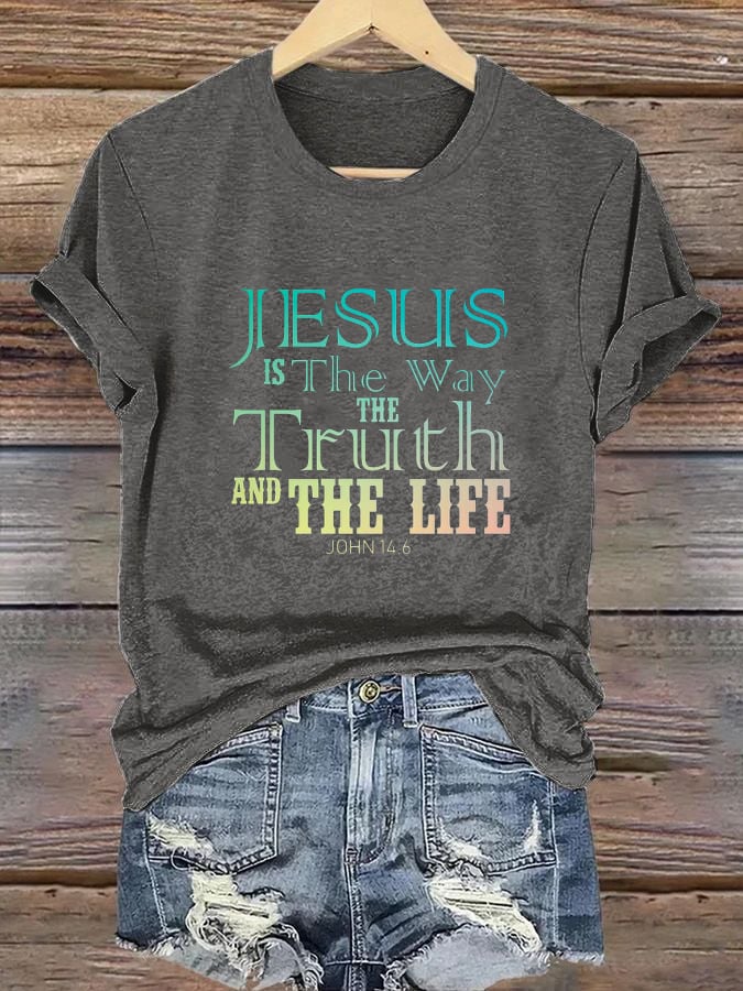 Women's Casual Christian Faith Letters Printed Round Neck Short Sleeve T-Shirt