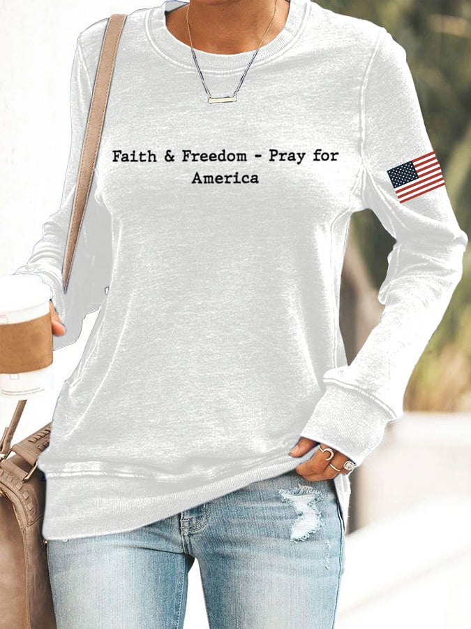 Women's Faith&Freedom Pray for America Print Sweatshirt