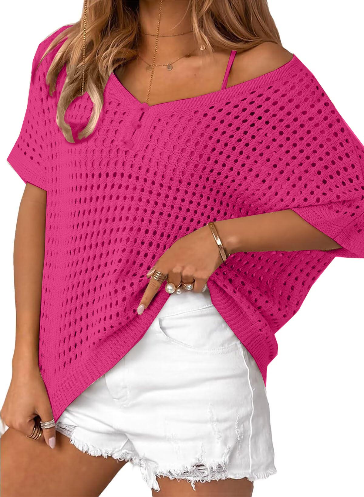 Women's Summer Hollow Out Crochet Knit Tops Beach Coverup (Buy 2 Free Shipping)