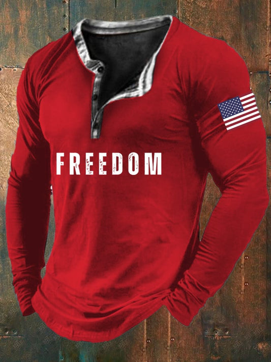 Men'S Freedom  Print Casual Top