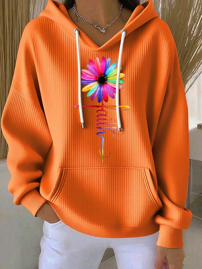 Women's Faith Print Casual Hooded Sweatshirt