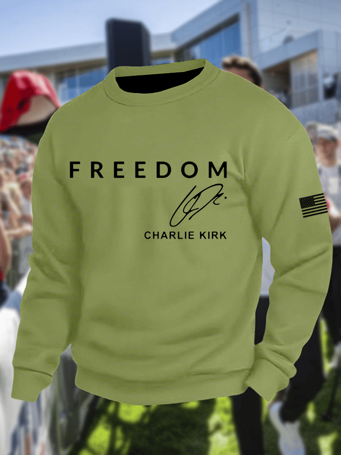 Men's Freedom Print Crew Neck Sweatshirt