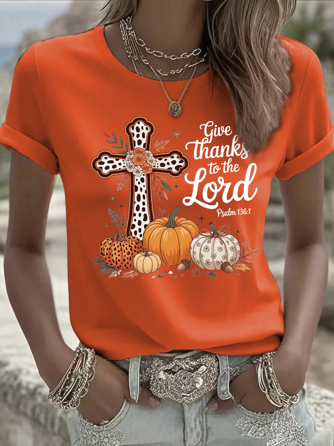 Women's casual thank you T-shirt