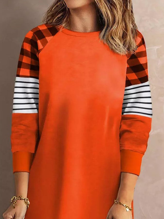 Round Neck Solid Color Long Loose Sweater