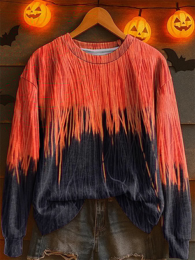 Women's Halloween Print Crew Neck Sweatshirt