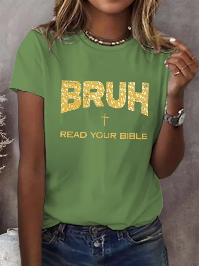 Women's Casual Christian Faith Graphic Printed Round Neck Short Sleeve T-Shirt
