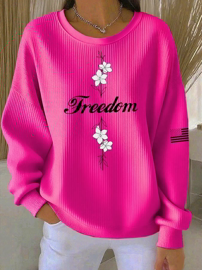 Women's Casual Freedom Faith Textured Sweatshirt
