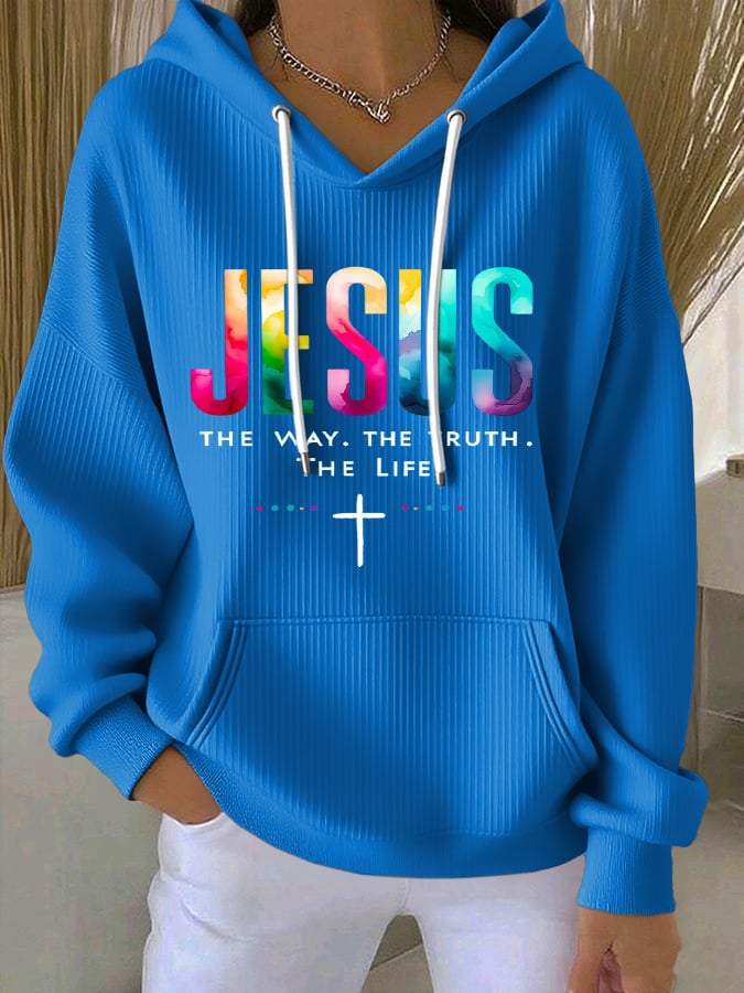 Women's Casual Faith The Way The Truth The Life Ribbed Hoodie