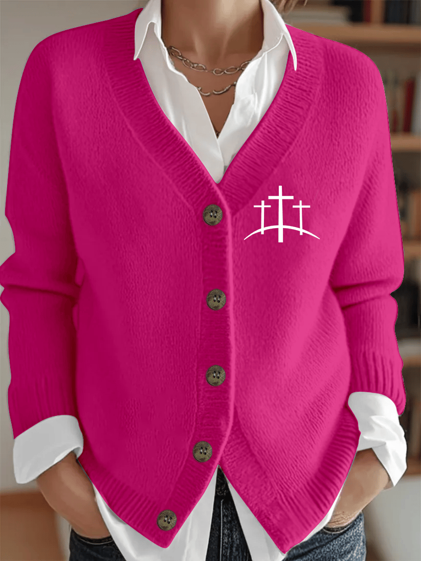 Women's Faith Heat Transfer Sweater Cardigan