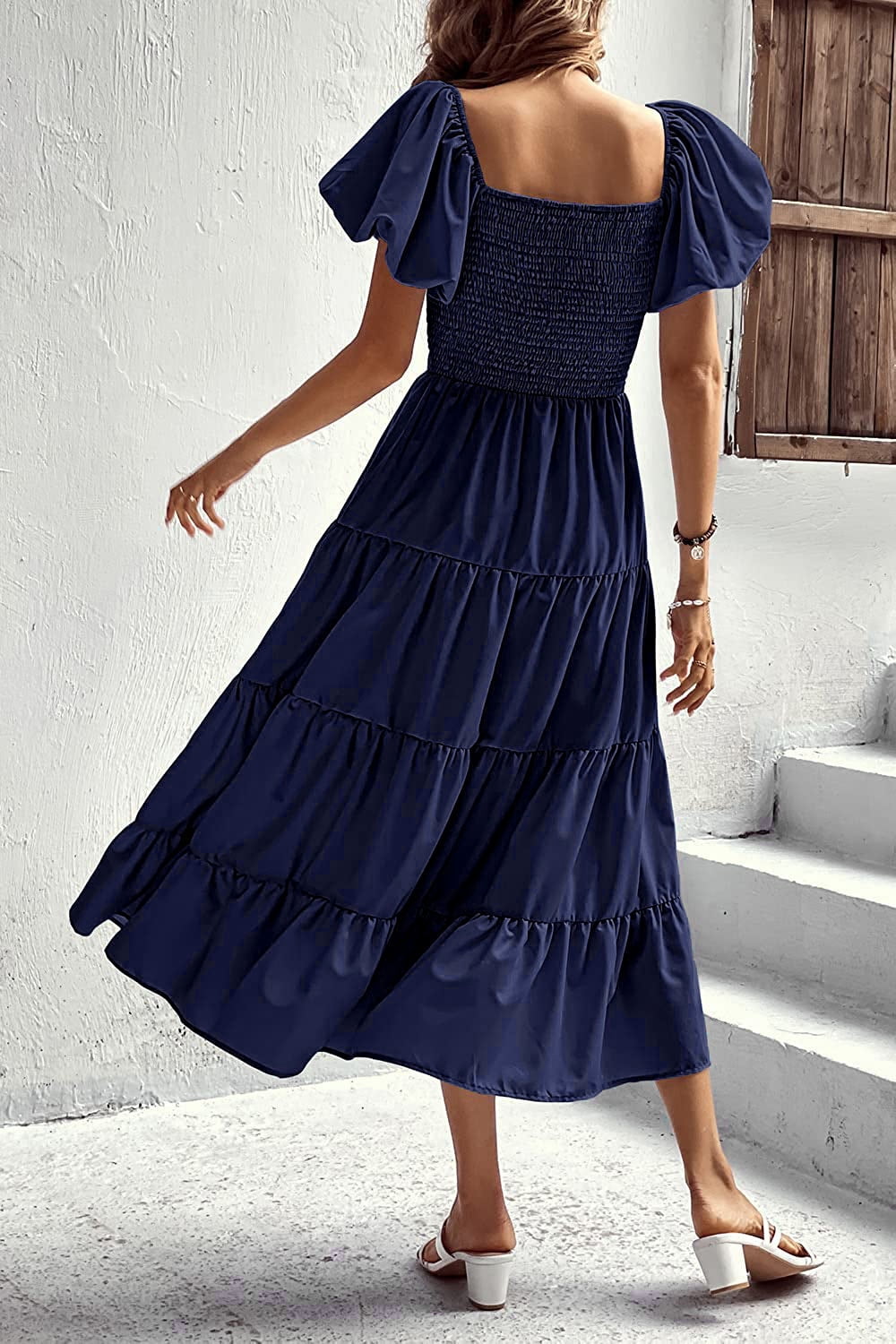 Smocked Puff Sleeve Summer Dress