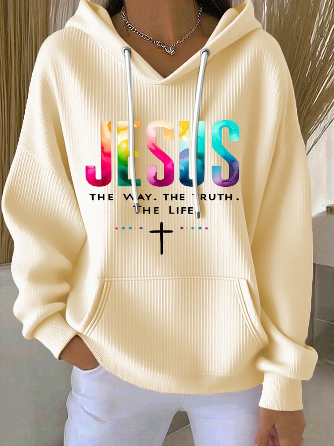 Women's Casual Faith The Way The Truth The Life Ribbed Hoodie